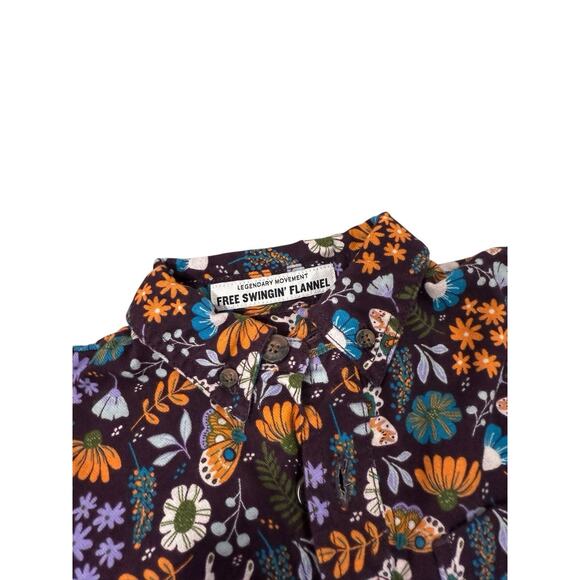 Duluth Trading Co Kids Free Swingin' Flannel Shirt Floral Butterfly Girl Size 6 - Picture 3 of 7